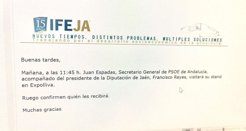 El PP de Jaén denuncia otro “uso torticero” más de la Diputación por Paco Reyes al convocar y pedir asistencia a un acto del PSOE a través de IFEJA