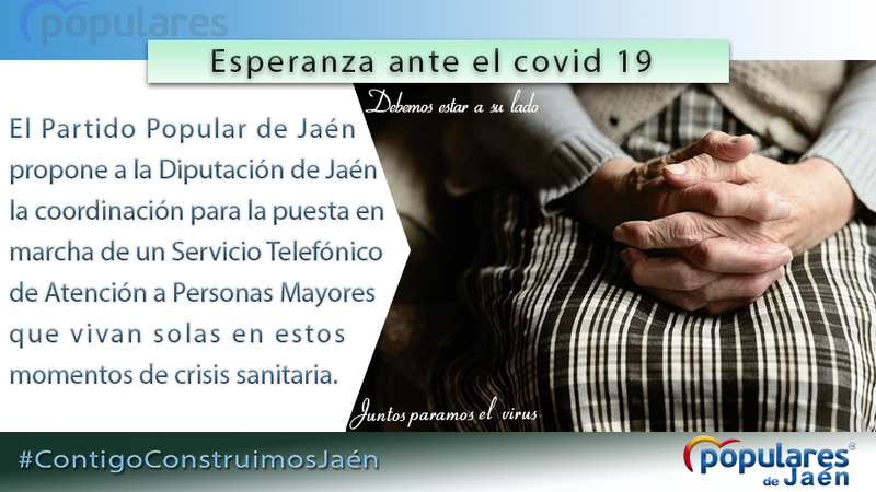 El PP de Jaén pide a la Diputación la puesta en marcha de un servicio de apoyo a personas que vivan solas 