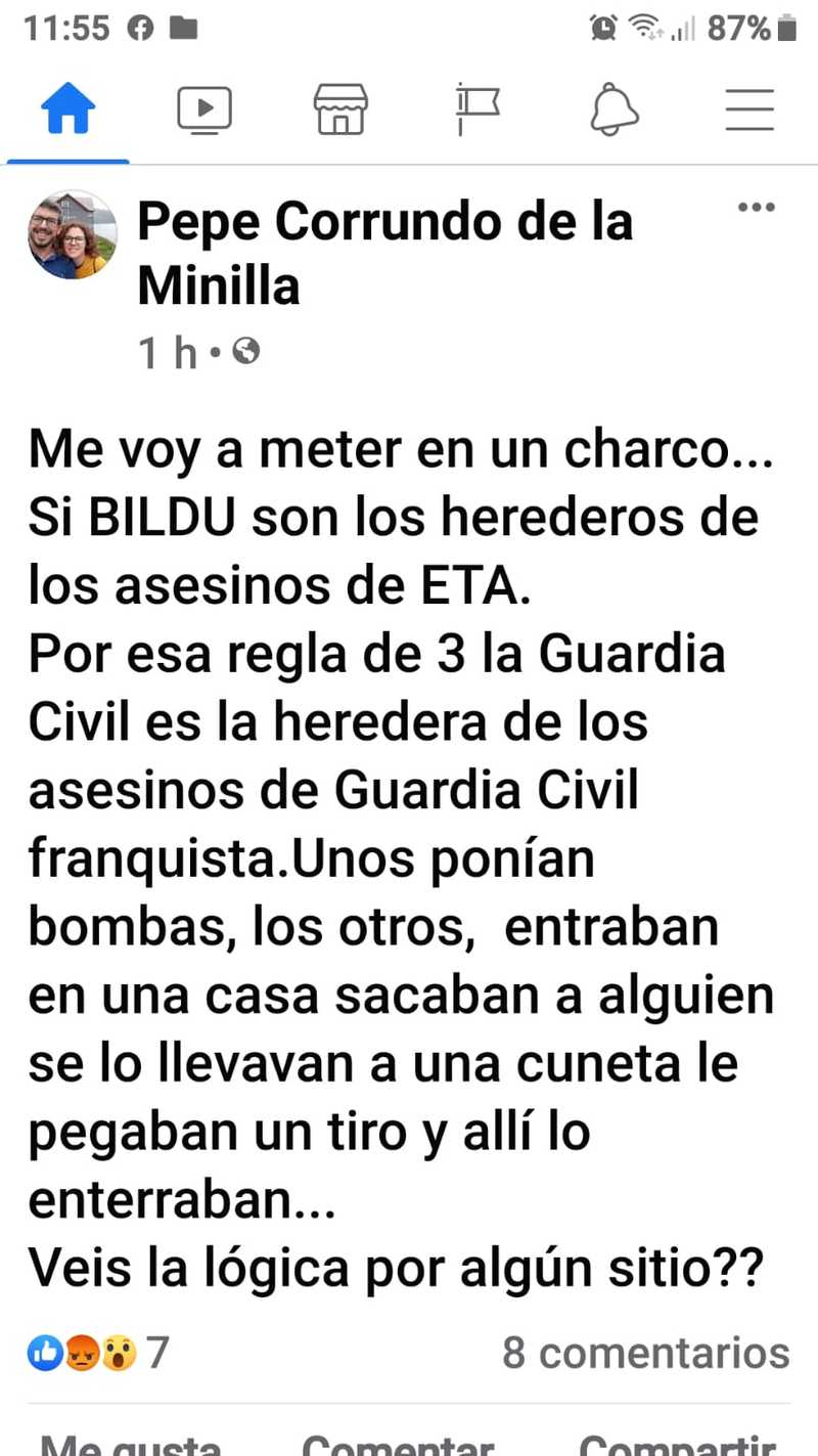 El PP de Jaén exige la dimisión del concejal de Begíjar que ha comparado a Bildu con los miembros de la Guardia Civil